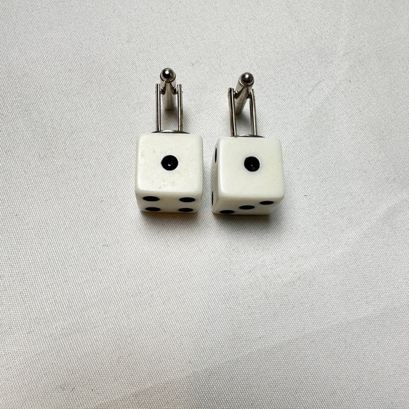 White Dice Cuff Links - Picture 1 of 4